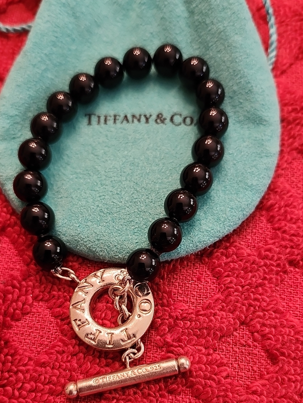 Tiffany & Co. Black Beaded Bracelet with Silver Toggle
